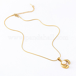 3Pcs Minimalist Stainless Steel Pave Imitation Pearl Circle Pendant Necklaces for Women&nbsp;PH8525