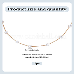1Pc Stainless Steel & White Round ABS Plastic Imitation Pearl Handmade Link Chain Necklaces&nbsp;NJEW-LP0009-41