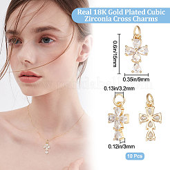 Brass Micro Pave Clear Cubic Zirconia Charms&nbsp;KK-BBC0007-23