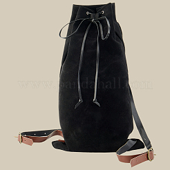 Flocking Fibre Drawstring Backpacks with PU Leather Straps and Alloy Clasps&nbsp;ABAG-WH20019-02C