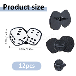 12Pcs Dice Enamel Pin&nbsp;JEWB-FH0003-03