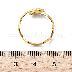 Leaf & Flat Round 304 Stainless Steel White Shell Cuff Rings for Women&nbsp;RJEW-G346-01G-02
