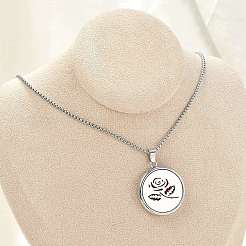 316 Surgical Stainless Steel Aromatherapy Diffuser Perfume Hollow Flat Round Pendant Box Chain Necklaces&nbsp;NJEW-R016-01P-02