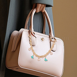4Pcs 2 Styles Alloy Enamel Butterfly Flower Charm Iron Bag Decorative Chains&nbsp;HJEW-DR00190
