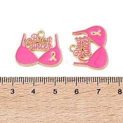 Breast Cancer Awareness Ribbon Zinc Alloy Enamel Pendants&nbsp;ENAM-I079-02G-06