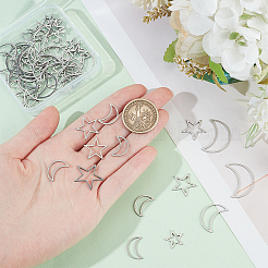 DIY 304 Stainless Steel Moon & Star Dangle Earrings Making Kit&nbsp;DIY-DR0001-38