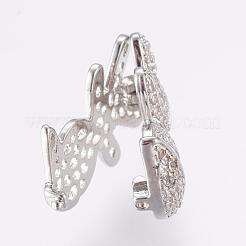 Brass Micro Pave Cubic Zirconia Clasps&nbsp;ZIRC-P064-03P