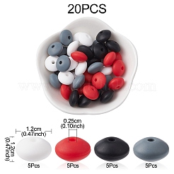 20Pcs 4 Colors Food Grade Eco-Friendly Silicone Focal Beads&nbsp;SIL-YW0001-12B