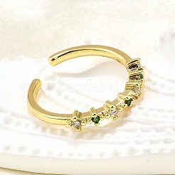 Brass Micro Pave Cubic Zirconia Cuff Rings for Women&nbsp;RJEW-H247-31G