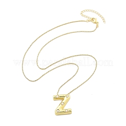 Brass & Plastic Pearl Letter Pendant Box Chain Necklaces for Women&nbsp;LS-NJEW-U017-01G-26