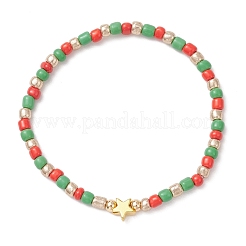 12Pcs Christmas Theme Glass Seed Beads Stretch Bracelet Sets&nbsp;BJEW-JB12109