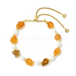 Adjustable 304 Stainless Steel & Natural Cultured Freshwater Pearl & Tourmaline Beads Slider Bracelets for Women&nbsp;BJEW-JB13936