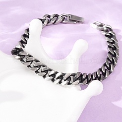 667 Stainless Steel Cuban Link Chains Bracelets for Women Men&nbsp;BJEW-F529-01AS
