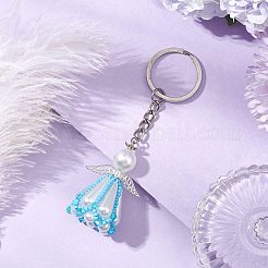 Glass Seed Bead with Acrylic Angel Keychain&nbsp;KEYC-MZ00026-05