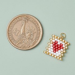 Beaded Rectangle with Heart Charms&nbsp;PALLOY-MZ00442