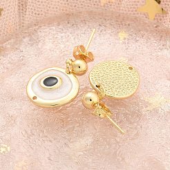 Real 18K Gold Plated Brass Enamel Dangle Stud Earrings Findings&nbsp;KK-B124-09G-01