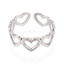 Non-Tarnish 304 Stainless Steel Open Heart Wrap Cuff Ring for Women&nbsp;RJEW-S405-194P