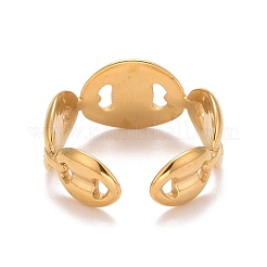 Ion Plating(IP) 304 Stainless Steel Coffee Bean Open Cuff Ring for Women&nbsp;RJEW-A005-30G