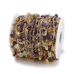 Amethyst & Glass Link Chains&nbsp;CHC-K014-15G-04
