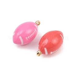 Rugby Alloy Enamel Pendants&nbsp;ENAM-P264-04G
