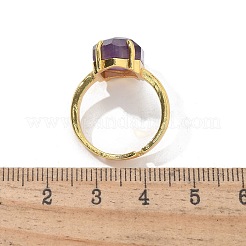 Hexagon Natural Amethyst Finger Rings&nbsp;RJEW-B113-02G-06