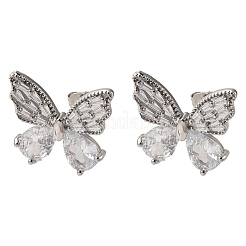 Brass Micro Pave Clear Cubic Zirconia Stud Earrings&nbsp;EJEW-D322-02P