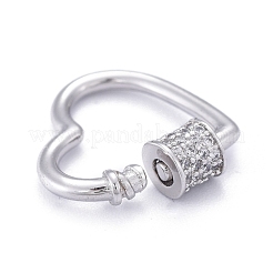 Brass Micro Pave Clear Cubic Zirconia Screw Carabiner Lock Charms&nbsp;ZIRC-E164-07P