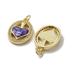 Brass Micro Pave Cubic Zirconia Pendants&nbsp;KK-H457-01G