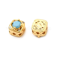 Brass Micro Pave Cubic Zirconia Beads&nbsp;KK-D407-12G
