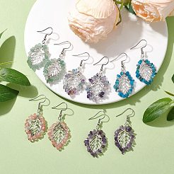 Natural & Synthetic Mixed Gemstone Chips Dangle Earrings&nbsp;EJEW-JE05695-02