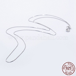 Anti-Tarnish Rhodium Plated 925 Sterling Silver Box Chain Necklaces&nbsp;STER-F039-40cm-03P