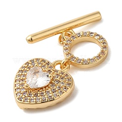 Brass Micro Pave Clear Cubic Zirconia Toggle Clasps&nbsp;KK-N254-82G