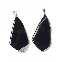 Natural Dyed & Heated Black Agate Big Pendants&nbsp;G-P491-06G-01
