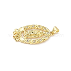 Brass Micro Pave Clear Cubic Zirconia Pendants&nbsp;KK-B141-29G