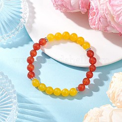 Dyed Natural Malaysia Jade & Carnelian Beads Stretch Bracelets for Men Women&nbsp;BJEW-JB12539