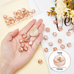 40pcs Handmade Inner Flower Gold Sand Lampwork Round Beads&nbsp;LAMP-OC0001-37