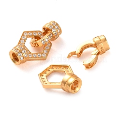 925 Sterling Silver Micro Pave Clear Cubic Zirconia Fold Over Clasps&nbsp;STER-K176-24G