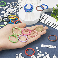 32Pcs 16 Colors Spray Painted Iron Split Key Rings&nbsp;IFIN-TA0001-56