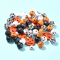 DIY Halloween Synthetic Turquoise & Round Wood Beads Jewelry Findings Kits&nbsp;DIY-FS0006-35