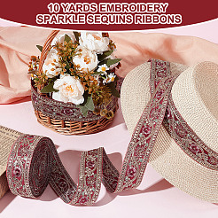 Sparkle Polyester Flower Embroidery Ribbons&nbsp;SRIB-WH0011-266A