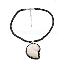 Summer Alloy Pave Resin Shell Shaped Pendant Black Polycotton Cord Necklaces&nbsp;FS-WG37484-02