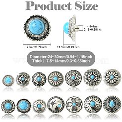 14 Style Flat Round Alloy Coin Screwback Rivets&nbsp;FIND-CJ0004-58