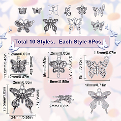 80Pcs 10 Styles Tibetan Style Alloy Charms&nbsp;TIBE-SC0001-94
