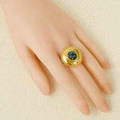 304 Stainless Steel with Natural Shell Cuff Open Rings for Women&nbsp;YC3221-4