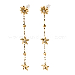 304 Stainless Steel Star Dangle Stud Earrings&nbsp;LS-EJEW-G451-03G