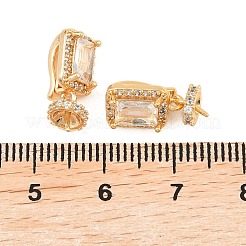 Brass Micro Pave Clear Cubic Zirconia Fold Over Clasps&nbsp;KK-H538-08G