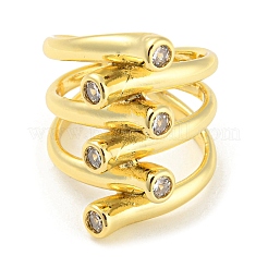 Brass Micro Pave Cubic Zirconia Open Cuff Ring&nbsp;RJEW-C033-02G