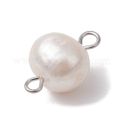 Natural Cultured Freshwater Pearl Connector Charms&nbsp;PALLOY-JF03090-01