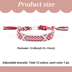 12Pcs 12 Colors Polyester Braided Cord Bracelets Set&nbsp;BJEW-AN0001-56