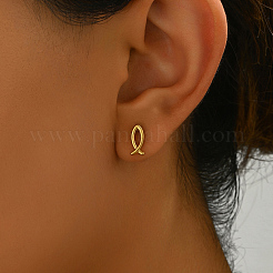 3 Pairs Stylish 201 Stainless Steel Fish & X-Shaped & Dolphin Stud Earrings&nbsp;EN4895